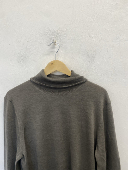 Lovely M&s Autograph Roll Neck Grey Merino Wool Jumper UK L CN001