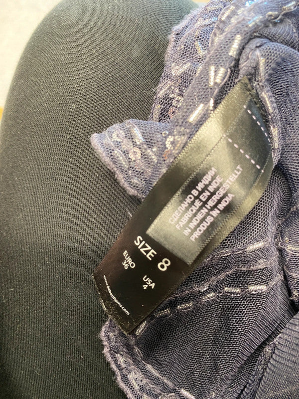 Lovely butterfly by Matthew Williamson beaded navy dress with slip UK 8 RF001