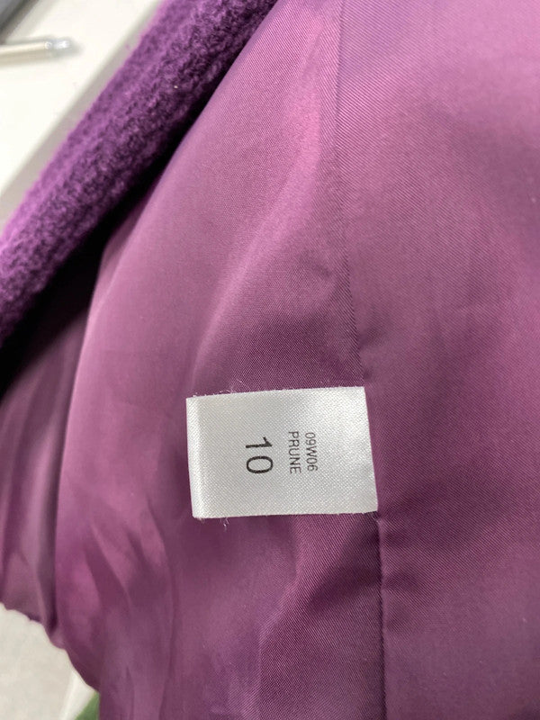 Fabulous Long Tall Sally Prune purple wool blend coat Formal or fun Uk10 KD001