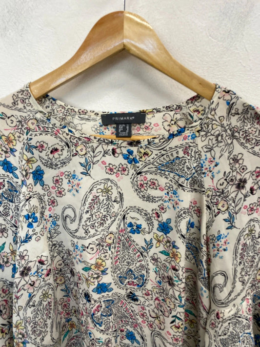 Lovely Primark pastels summer print flare sleeve top UK 10 AG005