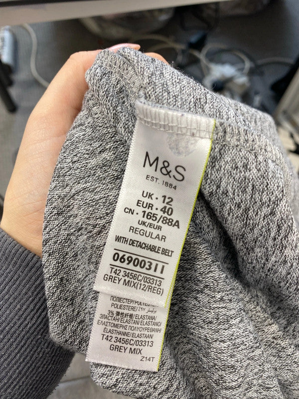 Lovely M&s grey red floral midi dress UK 12 KS003