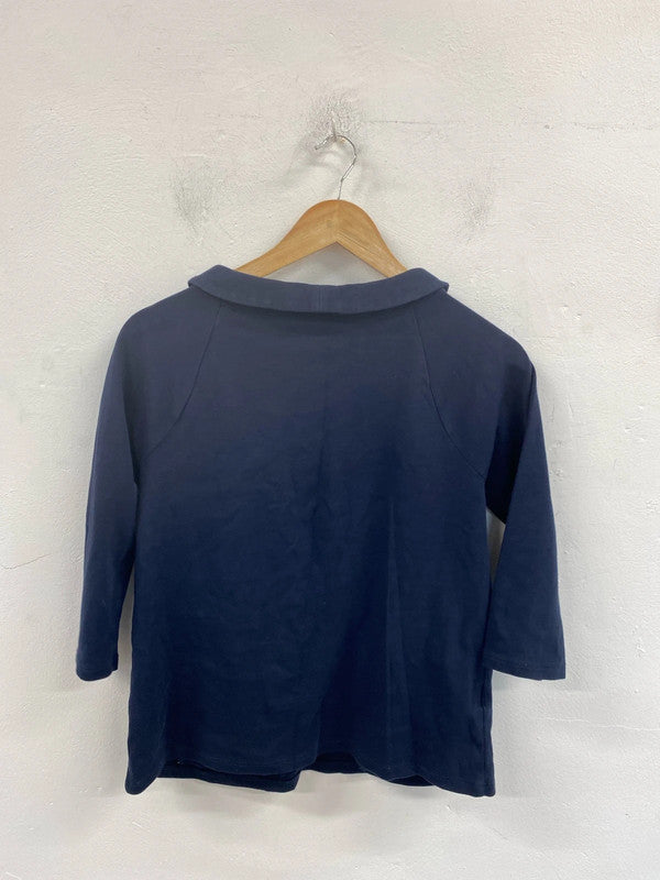 Laura Ashley Elegant Navy Mock Neck Top UK 10 MM005