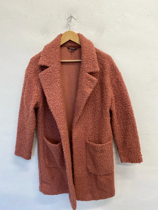 Fabulous M&S soft coral pink Teddy Coat Uk12 JR001