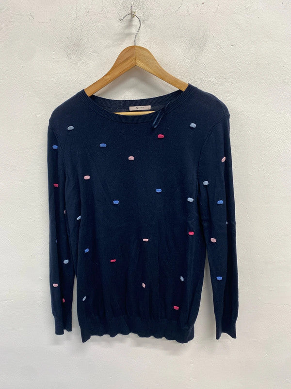 Lovely Tu navy Pom Pom jumper UK 14 JW002