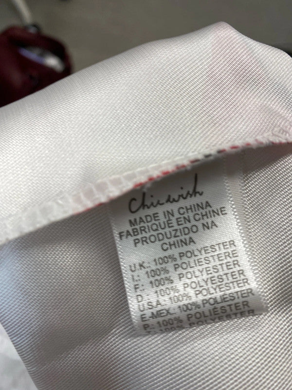 Fabulous Flamingo flared skirt white & Pink UkM By Chicwish MA001