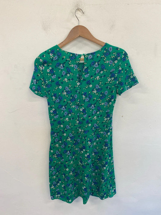 H&M Elegant Green Floral Mini Dress UK 6 GK002