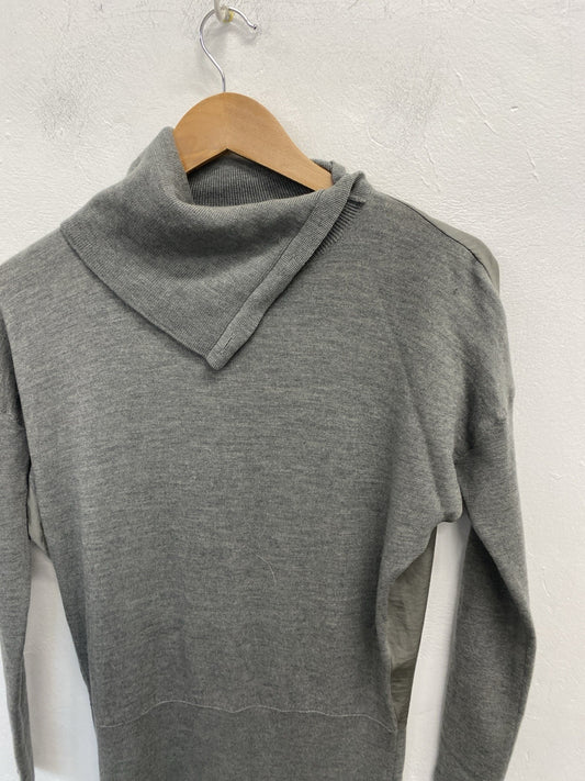 Stunning All Saints “flik” Grey Merino Wool Midi Dress UK S SD002