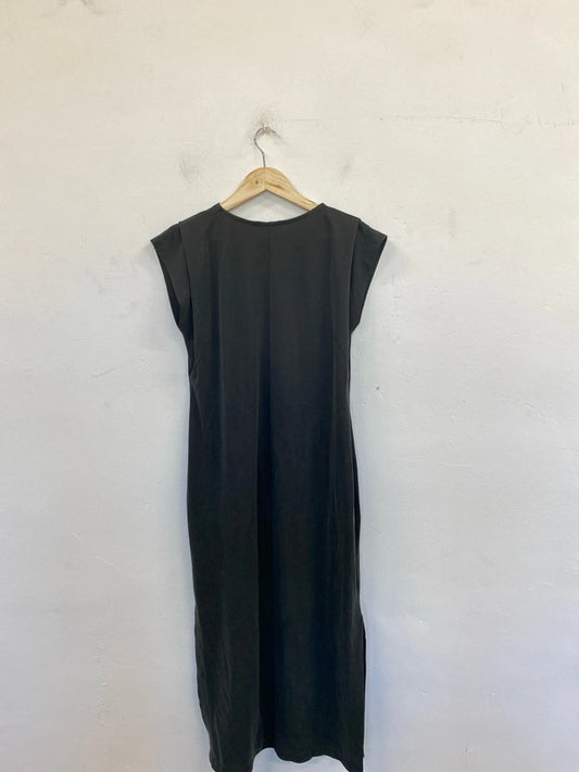 Mint Velvet Chic Zip Detail Slate Grey Midi Dress Size S CJ001