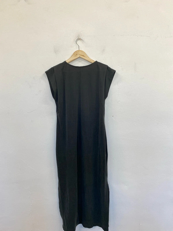 Mint Velvet Chic Zip Detail Slate Grey Midi Dress Size S CJ001