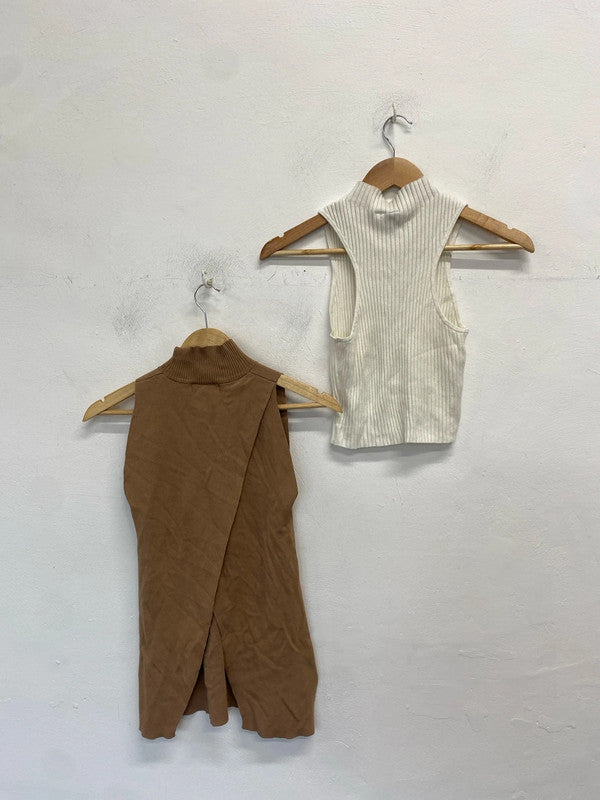 Stunning duo of sleeveless ribbed tops Missguided h&m UK 8 JA001