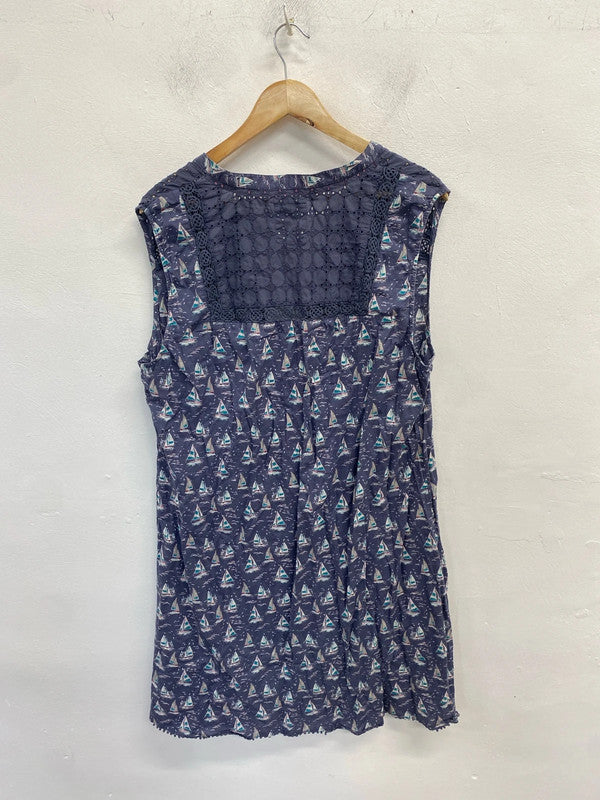 Gorgeous sailor printed Debenhams Broderie midi dress UK 20 RG021