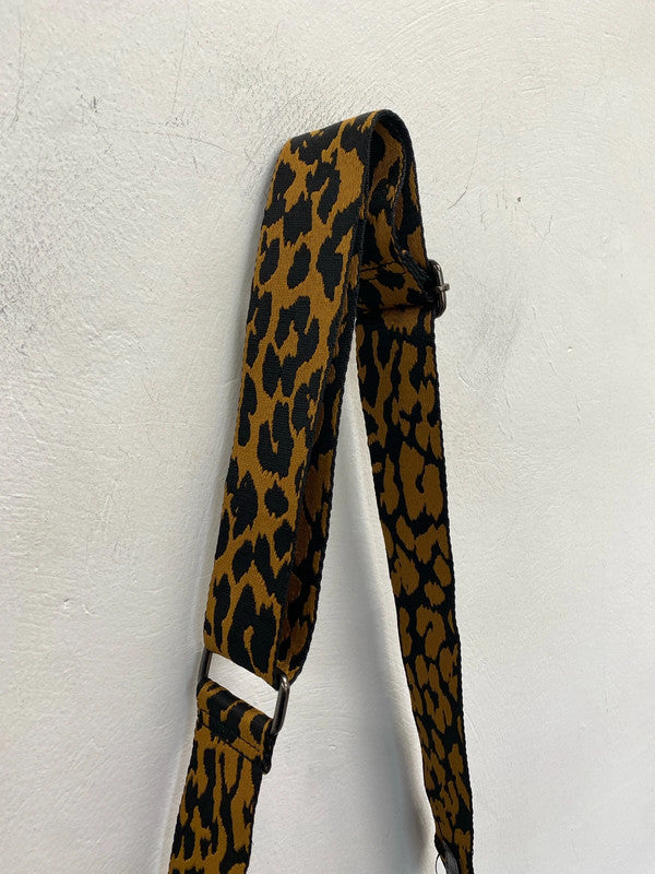 Lovely Claudia canova black faux leather leopard strap across body bag one size RF001