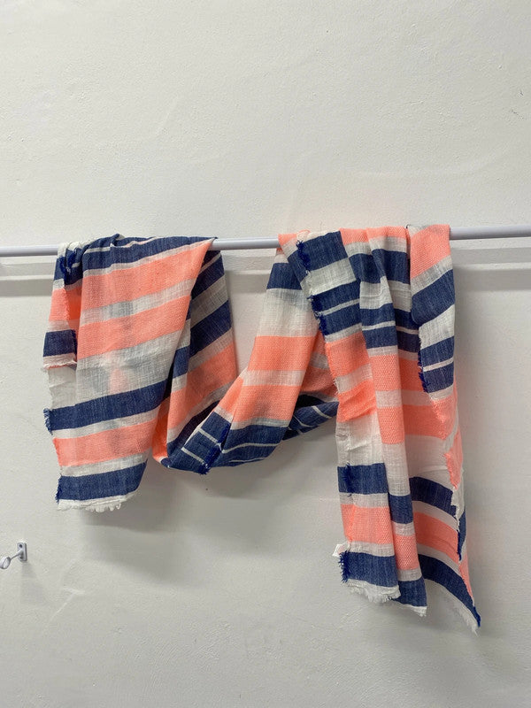 Fabulous cotton blend neon & blue summer scarf colour pop JW002