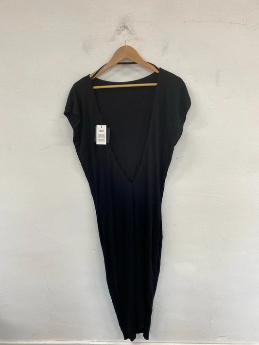 Asos Fabulous Black Jersey Low Back Maxi Dress UK 12 NN001