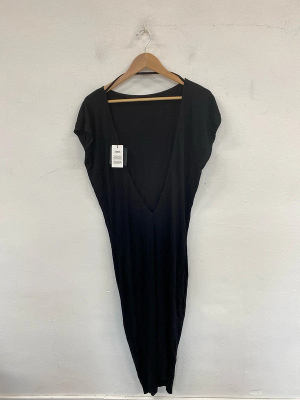 Asos Fabulous Black Jersey Low Back Maxi Dress UK 12 NN001