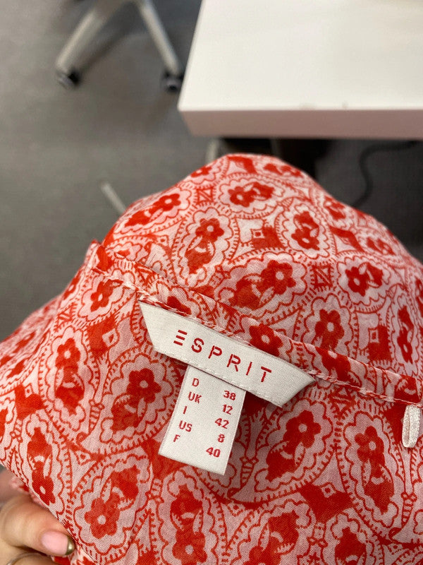 Lovely esprit red white semi sheer cami UK 12 MM005