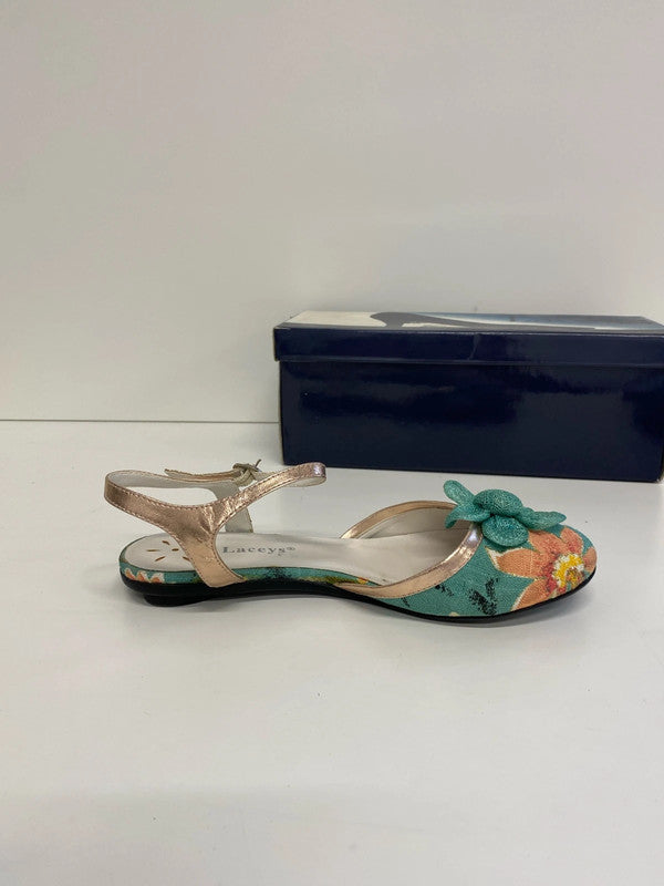 Laceys & M&S Fabulous Turquoise Floral Flats & Matching Clutch UK 4 AT001