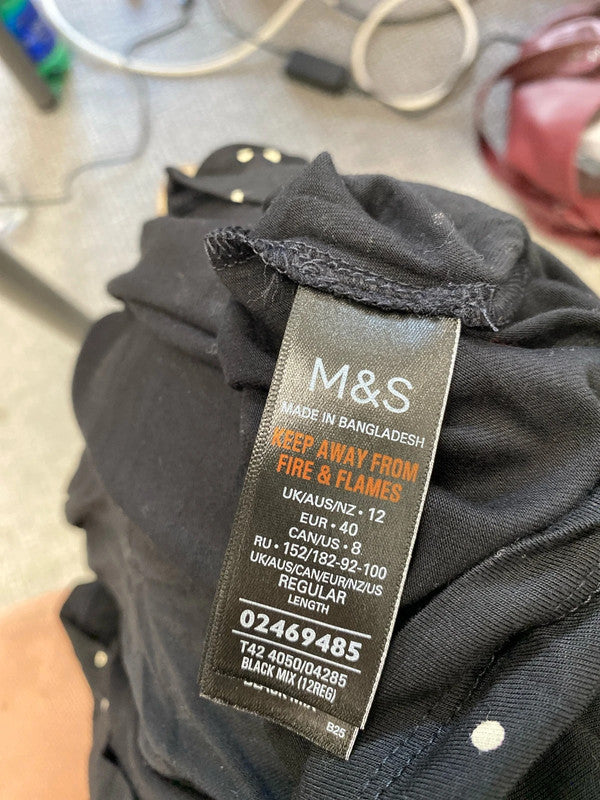 Lovely M&S black white spotted midi dress UK 12 SG090