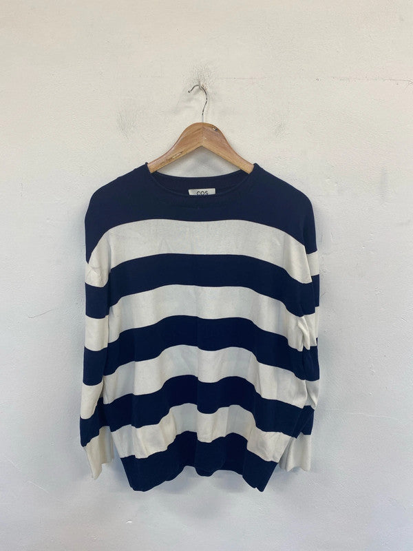 Cos Stylish Navy & White Stripe Jumper XS JP001