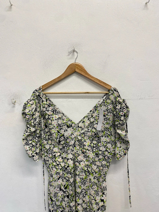 Lovely Topshop lime white floral maxi dress nwt UK 12 NN001