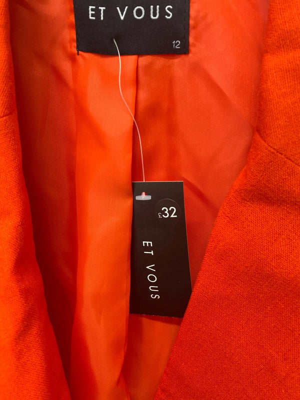 Fabulous bright tangerine linen blend blazer Uk12 New Et Vous AO001