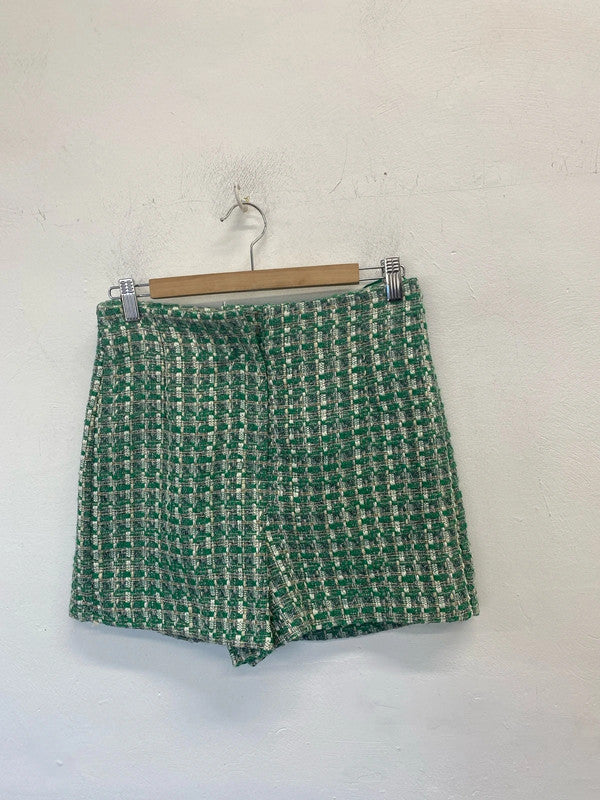 Stunning Primark Boucle checkered Green white shorts nwt UK 10 JM008