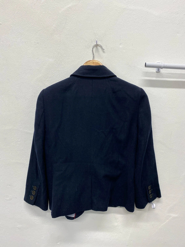 Super 3/4 sleeve wool blend blazer by Abercrombie & Fitch UkL navy AO001