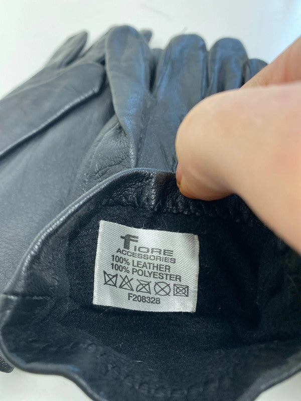 Fabulous Fiore black ladies leather gloves UkM/L LD003