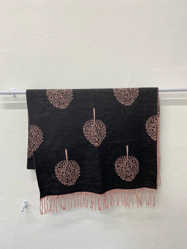 Butterfly Gorgeous Grey & Blush Cashmere Blend Tree Pattern Scarf SS004