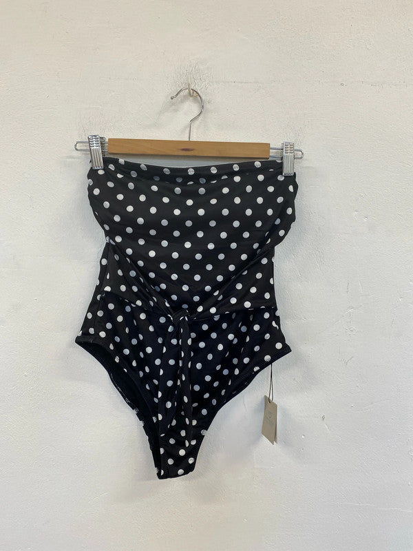 Primark Stylish Black Polkadot Swimsuit UK 10 LK009