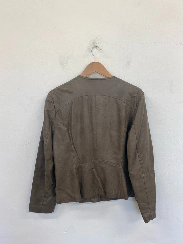 Laura Ashley Chic Taupe Faux Leather Biker Jacket UK 18 RR002