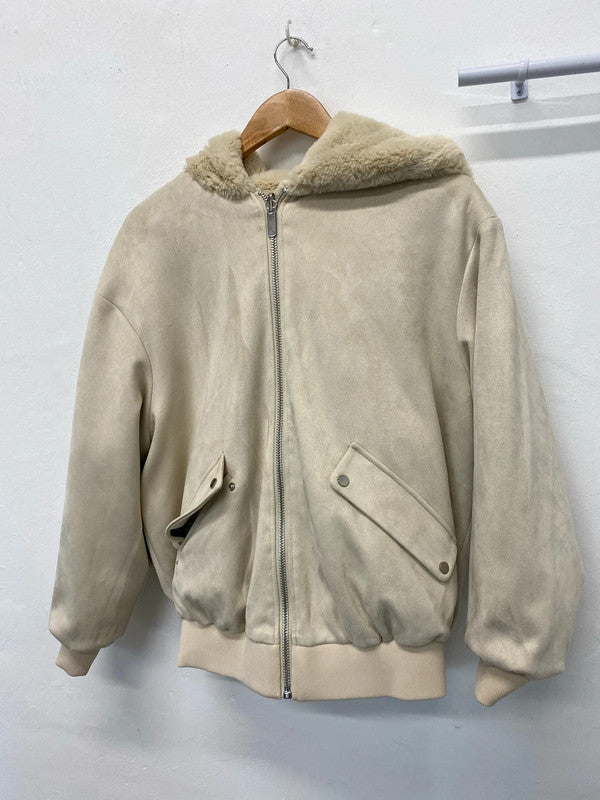 Fabulous Reversible faux fur cream Zara bomber UkXS SD002