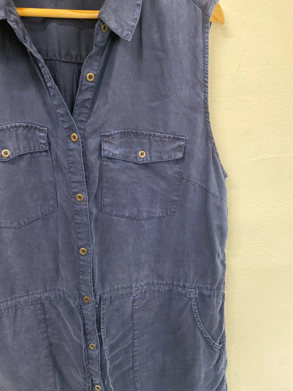 Classic lightweight H&M sleeveless shirt dress navy KM003