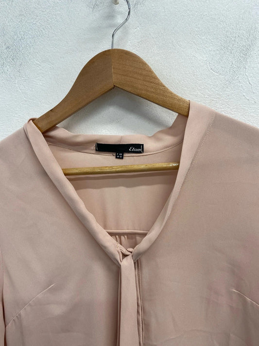 Lovely Etam beige pussy bow lightweight blouse UK 12 JB003