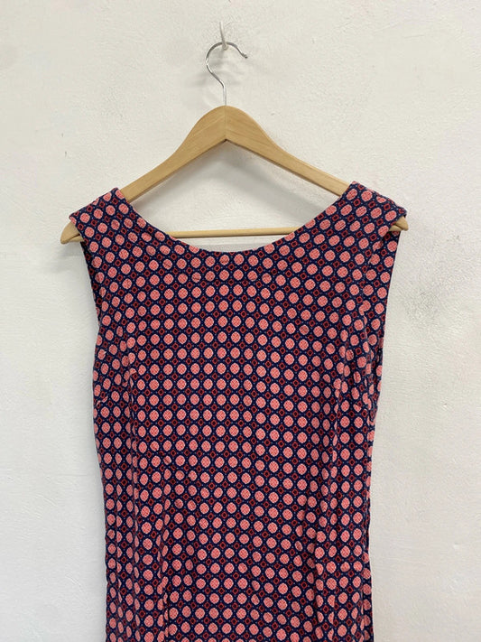 Gorgeous promod red blue geometric midi dress UK 12 JB003