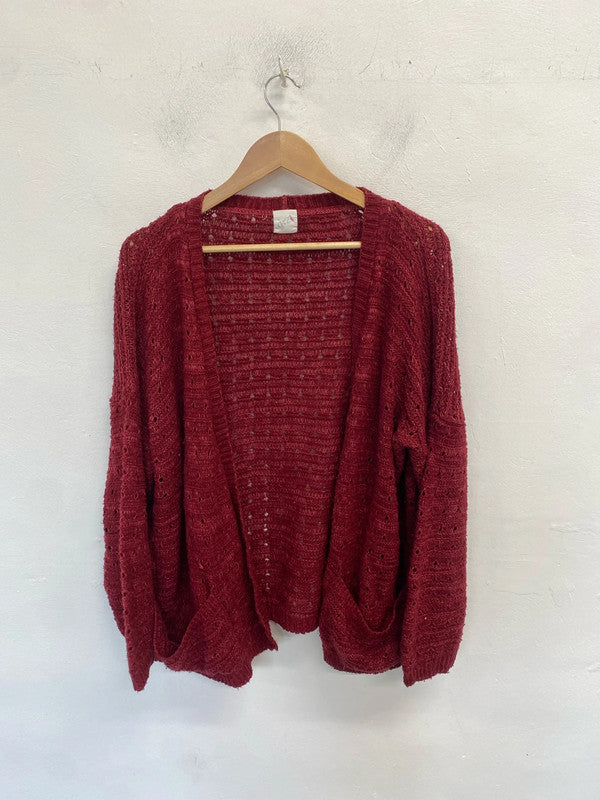 Lovely George burgundy knit cardigan UK 18 RG021