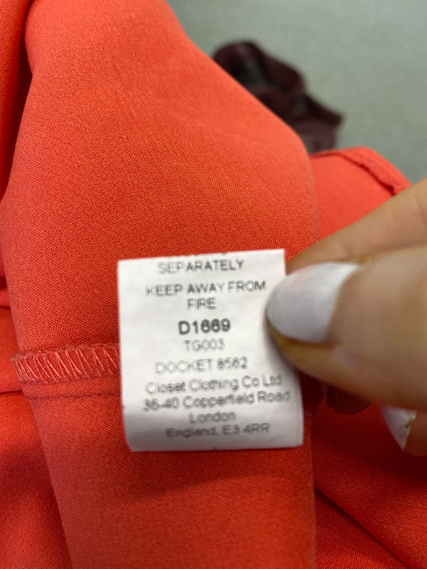 Fab Closet coral fit & flare skater dress Uk 14 classic party KN003