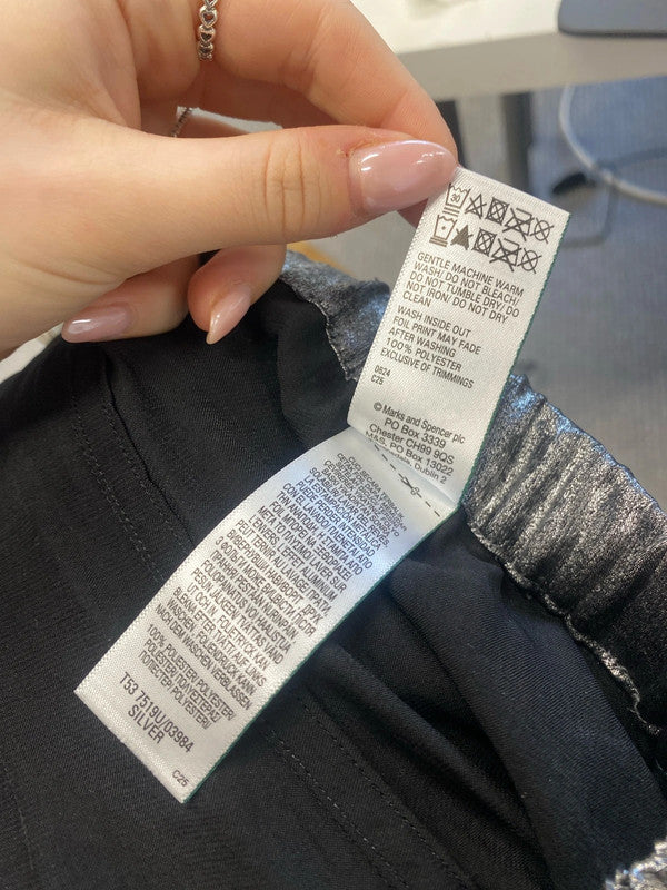 Lovely per Una silver metallic drawstring wide leg trousers UK 12 SS002