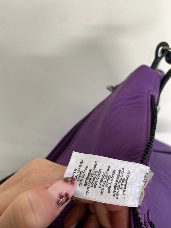 Lovely asos purple real leather 4 zip compartment triangular bag one size AT001