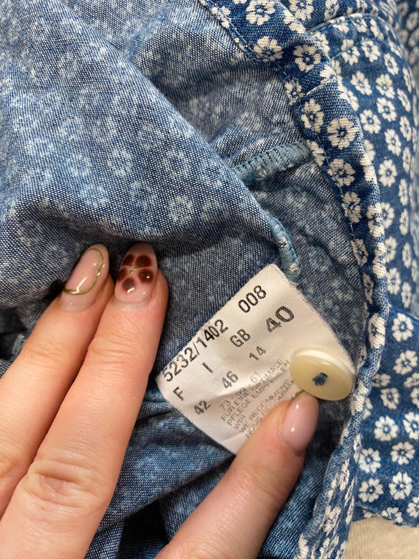 Lovely Betty Barclay blue denim daisy print shirt UK 14 MM005