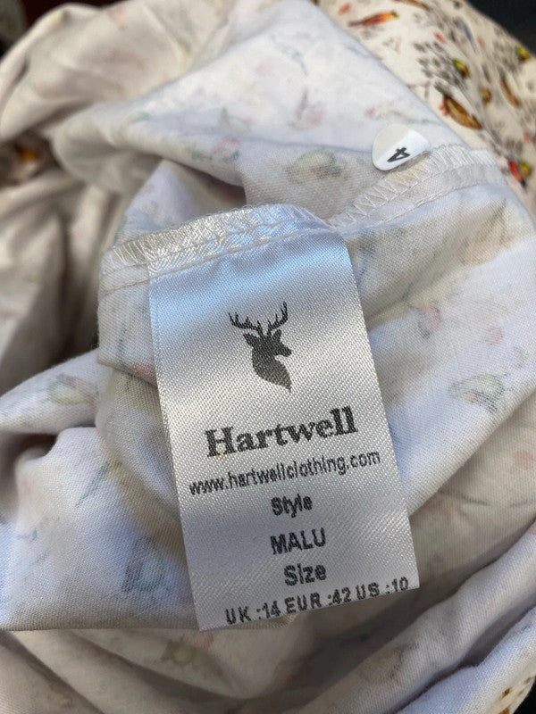 Lovely hartwell robin pattern neutral shirt UK 14 EW005