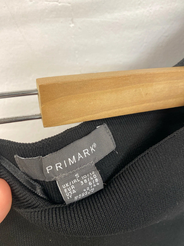 Primark Elegant Black Ribbed Asymmetric Bodycon Dress UK 10 LK009