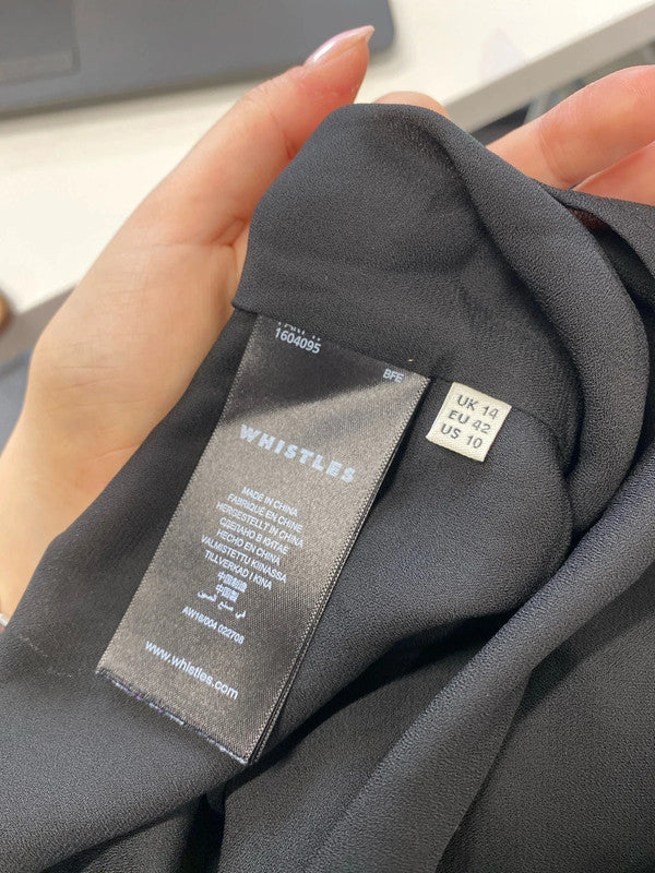 Lovely whistles black navy lace top dress UK 14 VW001