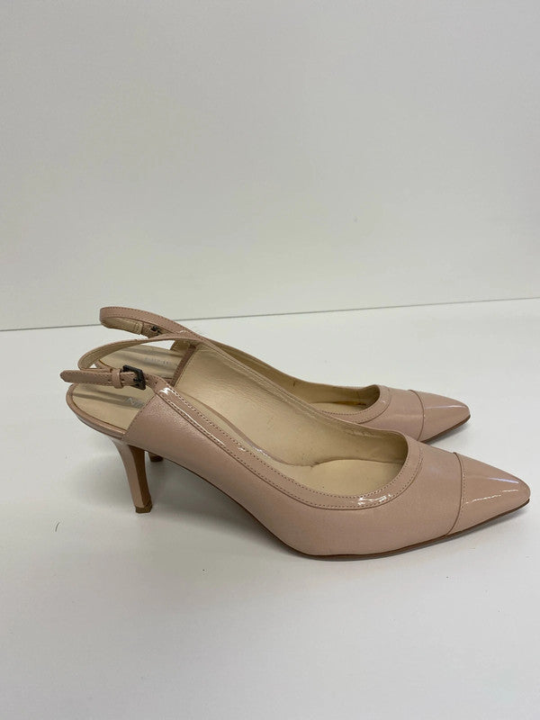 Fabulous Nine West Leather nude sling back shoes Uk7 KM005