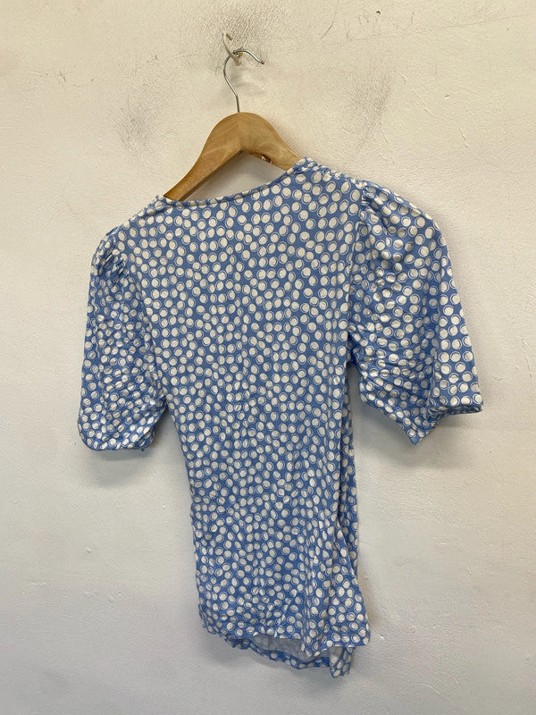 Lovely Boden blue spotted low bust top UK 10 AO001