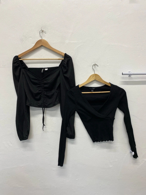 Fabulous Duo of classic black tops party or chill UK10 H&M #6 JA001