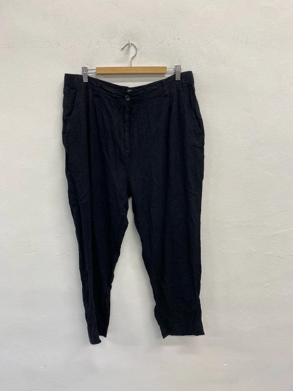 Lovely next black linen cuffed trousers UK 18r KN002