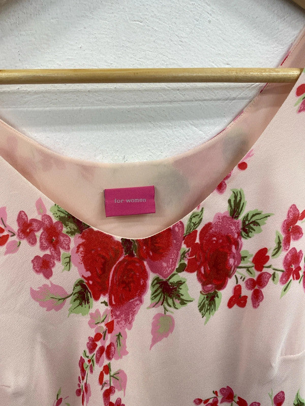 For Women Elegant Pink Floral Sheath Dress & Matching Scarf UK 12 MM005