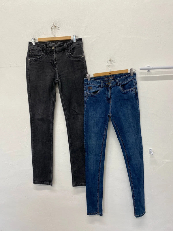 Fabulous Duo of Jeans Uk12 Long black blue George #4 kW002