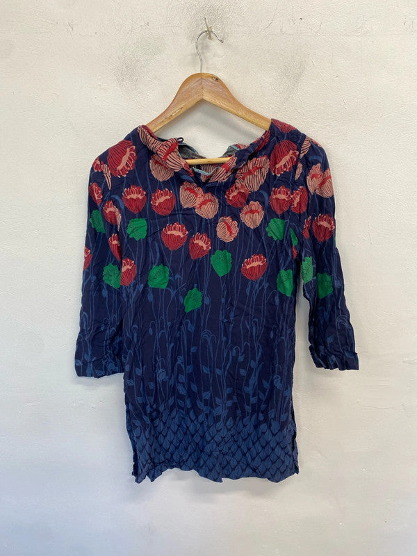 Lovely white stuff navy floral tunic dress UK 12 MM005